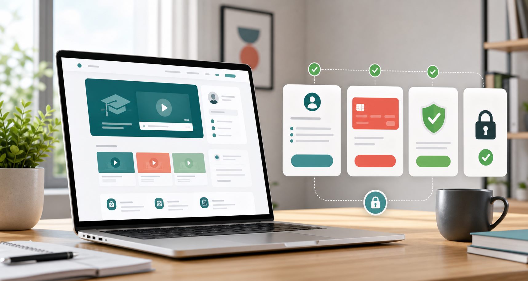 Secure payment gateway integration flow for an Indian coaching website landing page